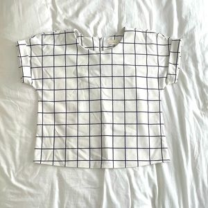 Melloday Blouse S Black & White Grid Plaid